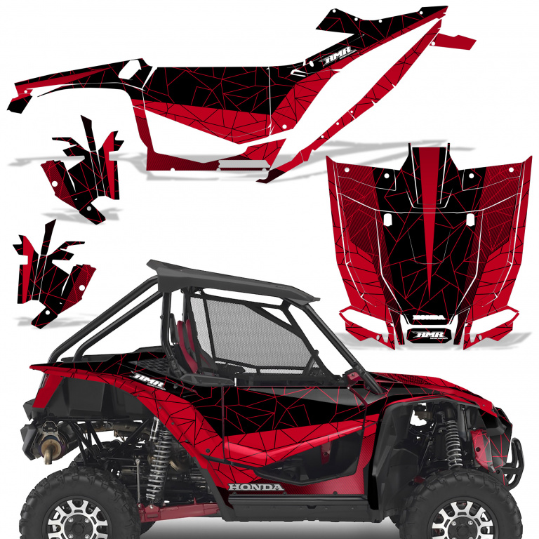 Geometrik Background = Black, Design color = Red for Honda Talon 1000X/R 2 Door 2019-2022
