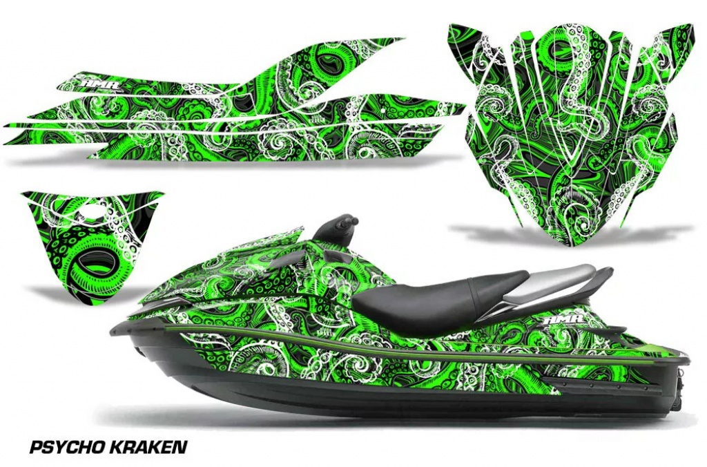 Psycho Kraken Hintergrund = Schwarz, Designfarbe = Grün für Kawasaki 250X/260X/260LX 2007-2012