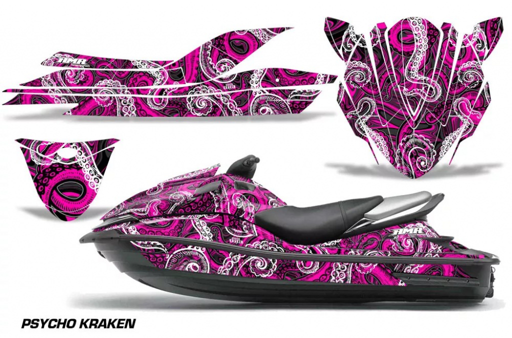 Psycho Kraken Hintergrund = Schwarz, Designfarbe = Pink für Kawasaki 250X/260X/260LX 2007-2012