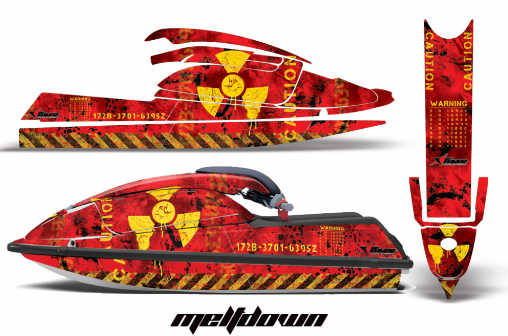 Meltdown Hintergrund = Rot, Designfarbe = Gelb für Kawasaki 750 SX SXR 1992-1998