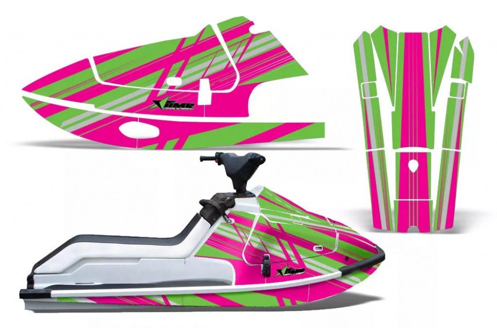 In Line Hintergrund = Pink, Designfarbe = Grün für Kawasaki K2 650 1986-1995