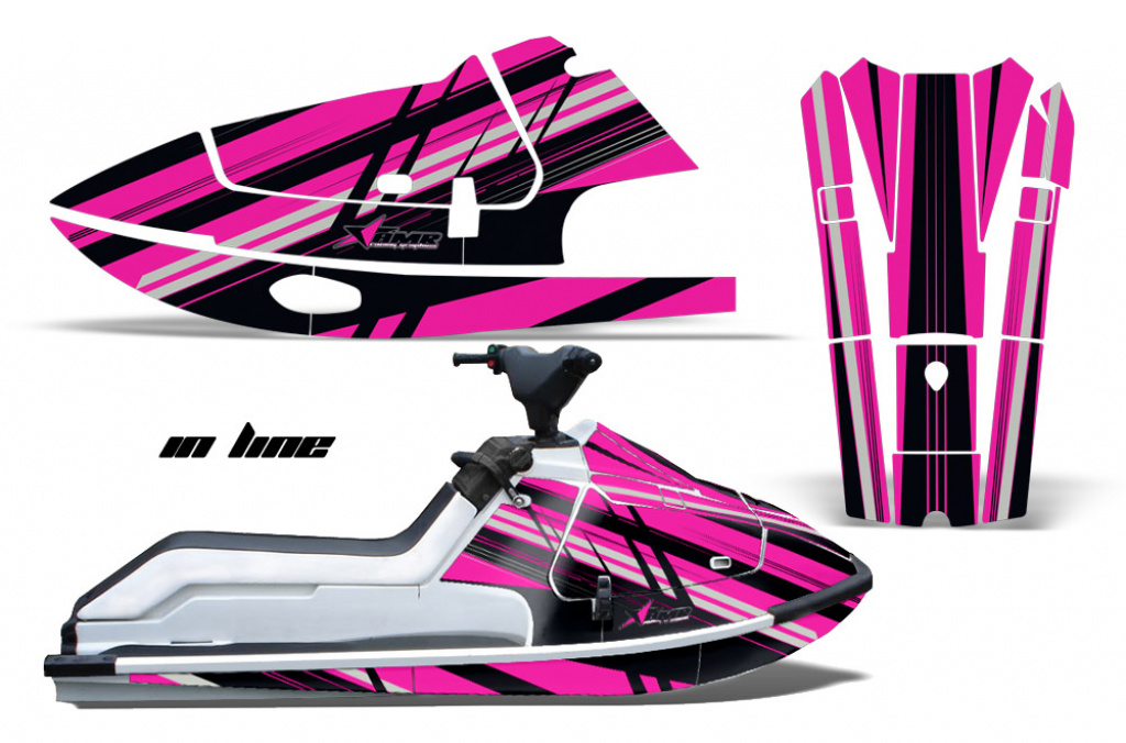 In Line Hintergrund = Schwarz, Designfarbe = Pink für Kawasaki K2 650 1986-1995