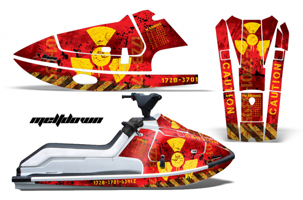 Meltdown Hintergrund = Rot, Designfarbe = Gelb für Kawasaki K2 650 1986-1995