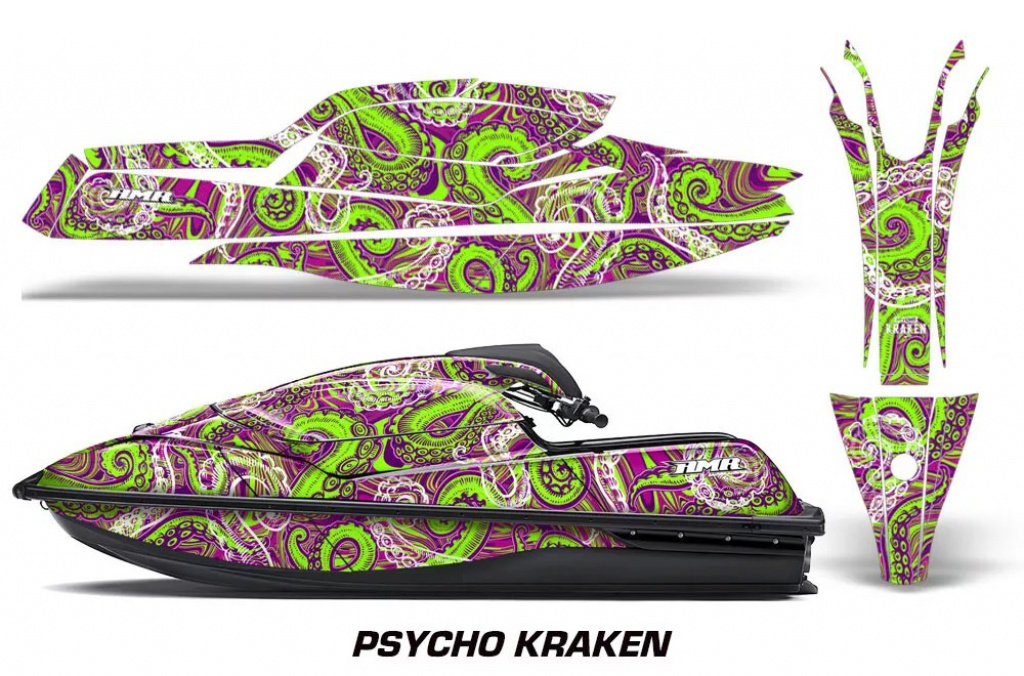 Psycho Kraken Hintergrund = Lila, Designfarbe = Grün für Kawasaki SX-R SXR JS1500 2017-2022