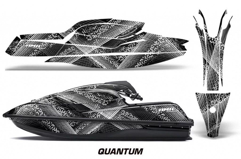 Quantum Hintergrund = Schwarz, Designfarbe = Weiß für Kawasaki SX-R SXR JS1500 2017-2022