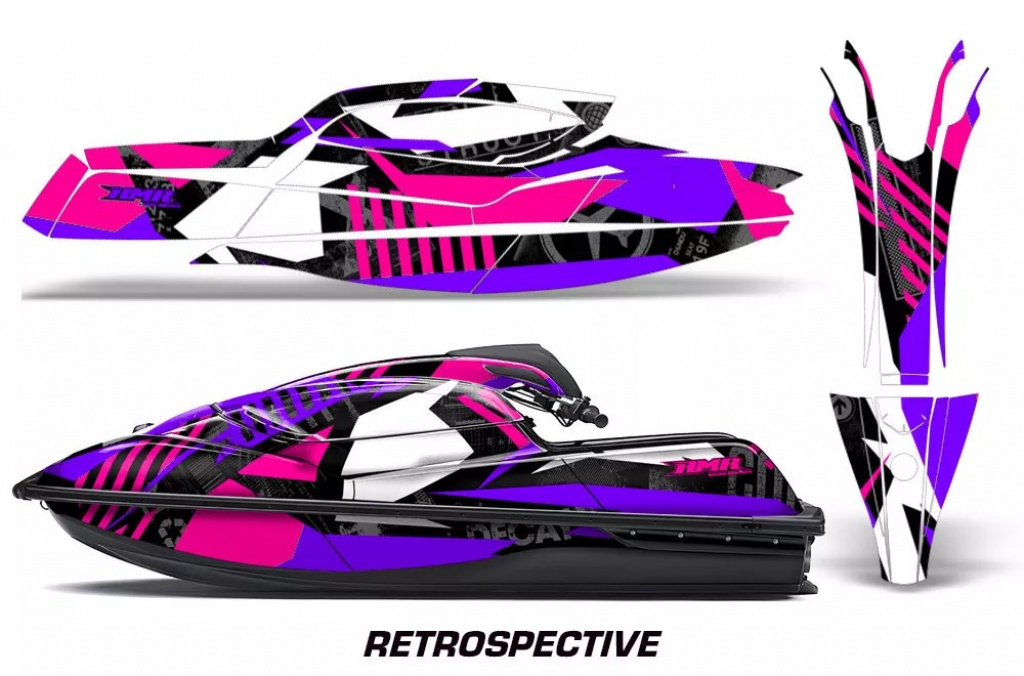 Retrospective Hintergrund = Pink, Designfarbe = Lila für Kawasaki SX-R SXR JS1500 2017-2022