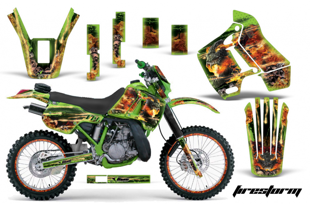 Firestorm Grün mit Nummernfeldern für Kawasaki KDX200 1989-1994