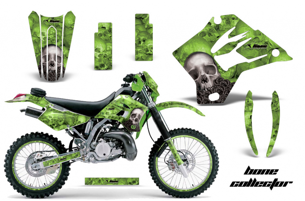 Bone Collector Grün mit Nummernfeldern für Kawasaki KDX200 1995-2006