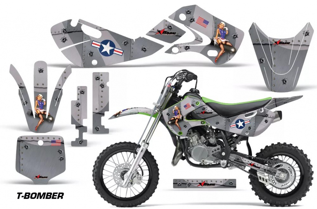 T-Bomber Silver with number plates for Kawasaki KLX110 2002-2009