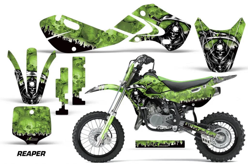 Reaper Grün mit Nummernfeldern für Kawasaki KX65 2002-2018