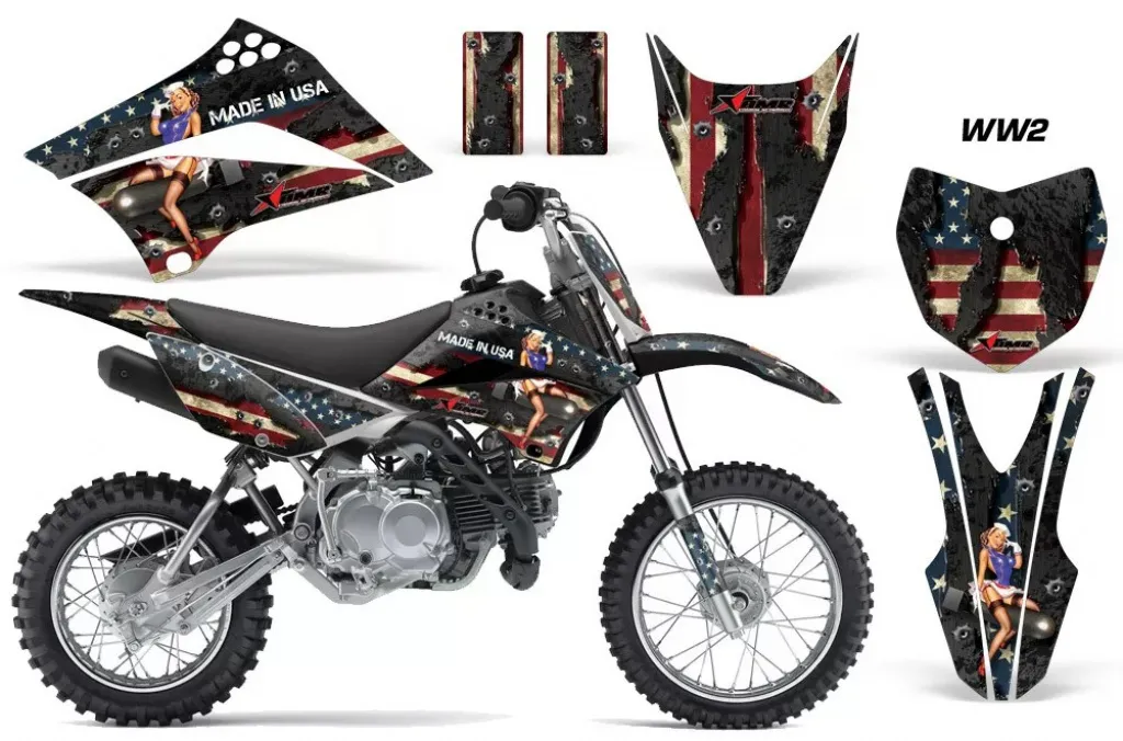 World War 2 mit Nummernfeldern für die Kawasaki KLX110 2010-2021