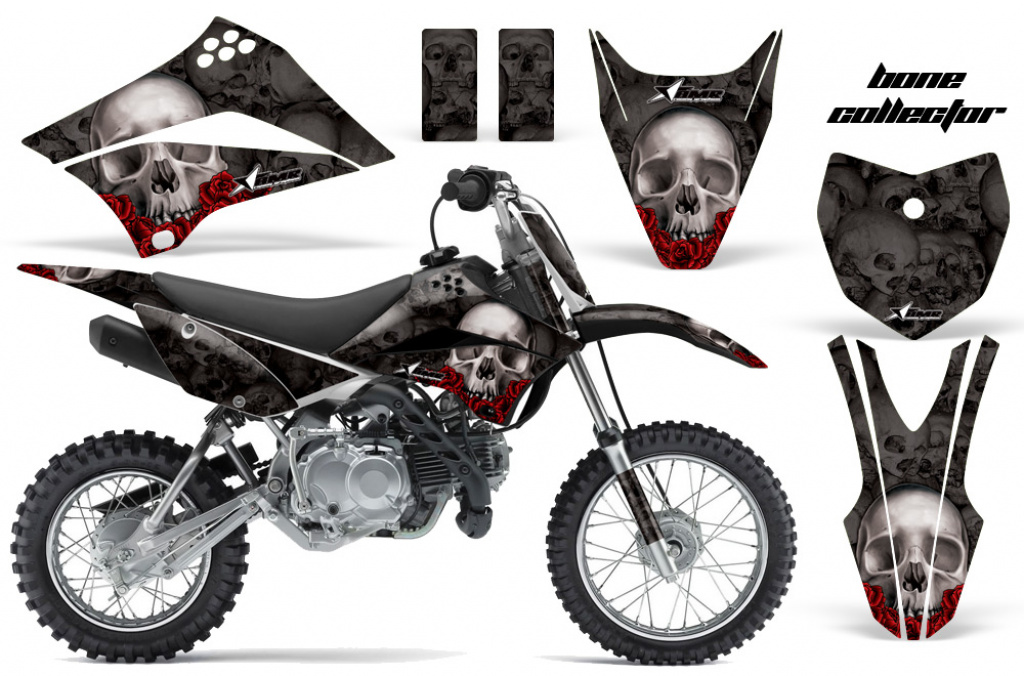 Bone Collector Black with number plates for Kawasaki KLX110 2010-2021