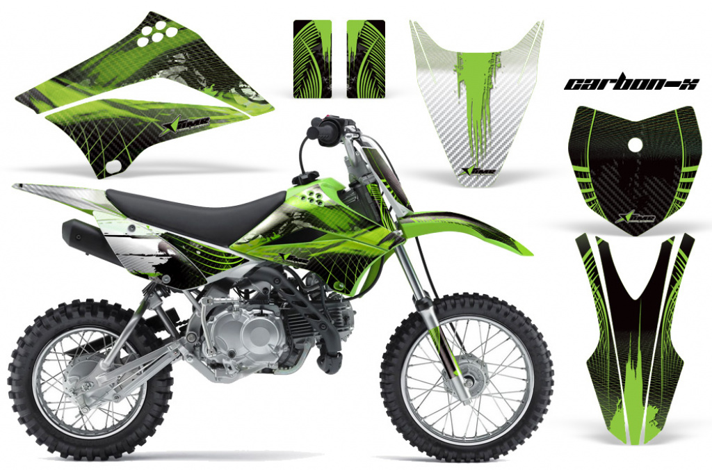 Carbon-X Green with number plates for Kawasaki KLX110 2010-2021