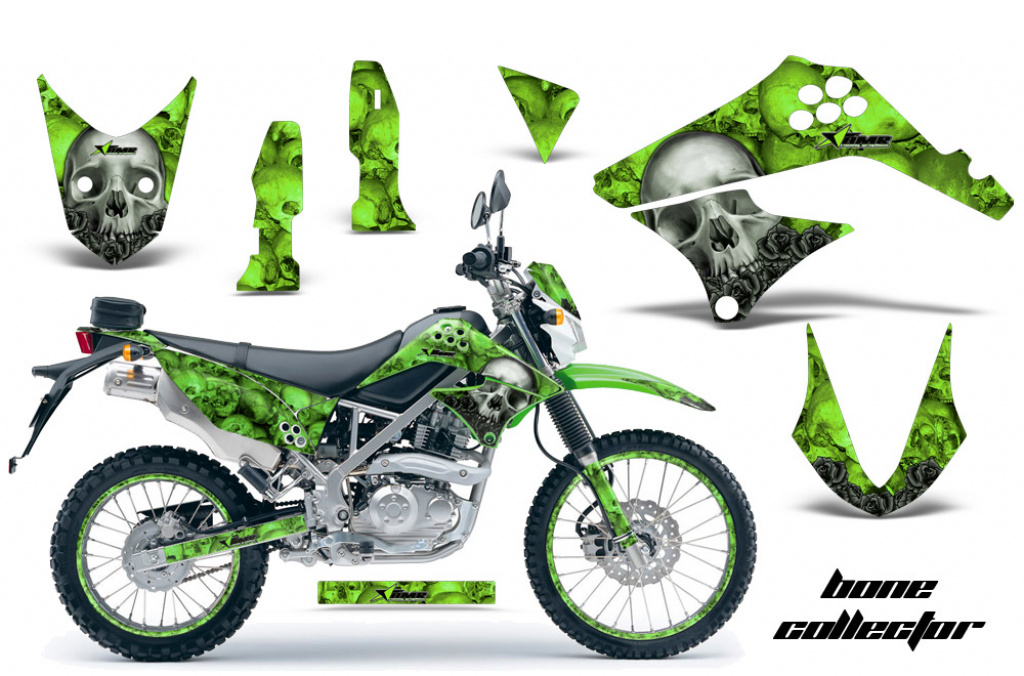 Bone Collector Green with number plates for Kawasaki KLX125 D-Tracker 2010-2016