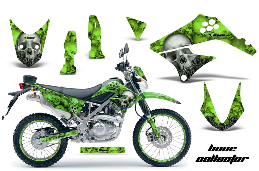 Bone Collector Grün mit Nummernfeldern für Kawasaki KLX125 D-Tracker 2010-2016
