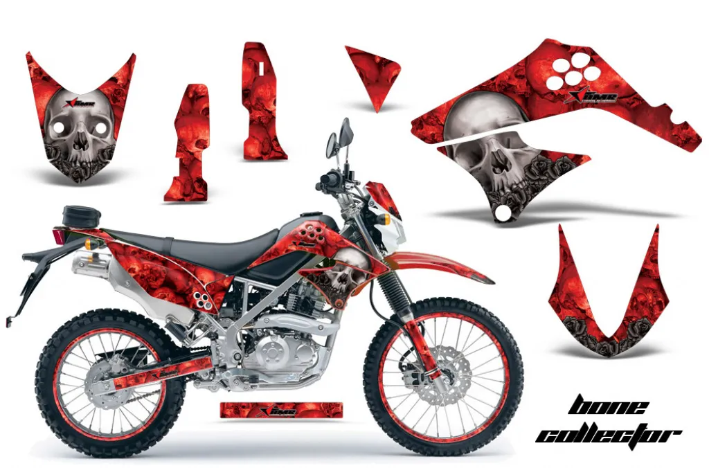 Bone Collector Rot mit Nummernfeldern für Kawasaki KLX125 D-Tracker 2010-2016
