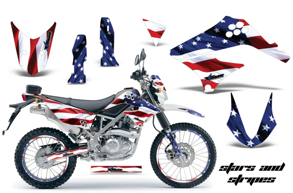 Stars and Stripes mit Nummernfeldern für die Kawasaki KLX125 D-Tracker 2010-2016