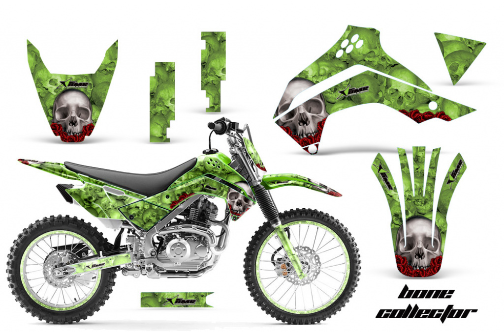 Bone Collector Grün mit Nummernfeldern für Kawasaki KLX140 2008-2019
