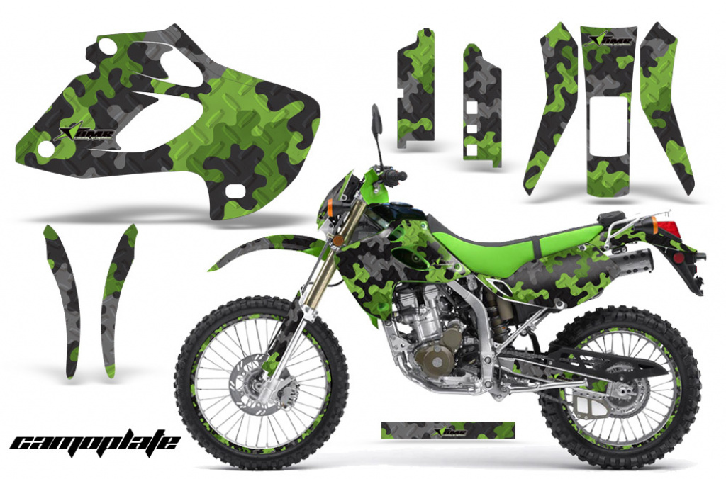 Camoplate Grün mit Nummernfeldern für Kawasaki KLX250 1998-2003