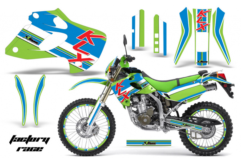 Factory Race Grün mit Nummernfeldern für Kawasaki KLX250 1998-2003