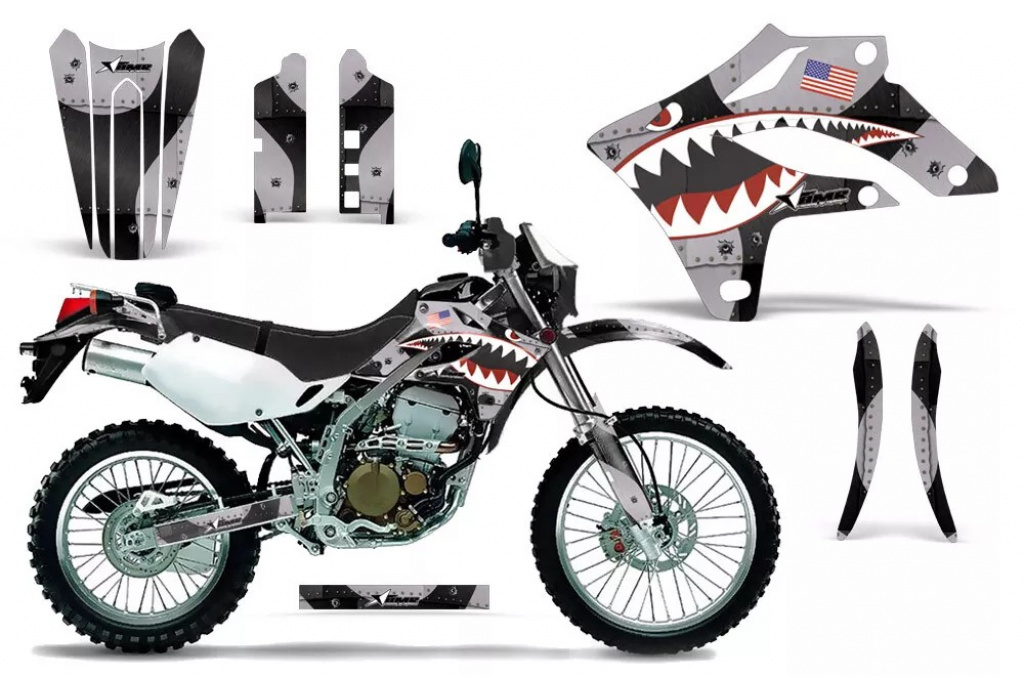 P40-Warhawk Schwarz ohne Nummernfeldern für Kawasaki KLX250 2004-2007