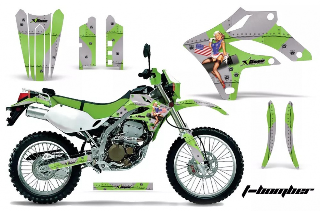 T-Bomber Grün ohne Nummernfeldern für Kawasaki KLX250 2004-2007