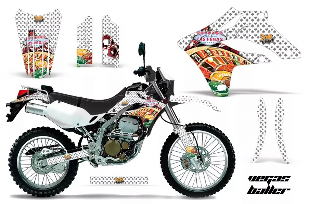 Vegas Baller Weiß ohne Nummernfeldern für Kawasaki KLX250 2004-2007