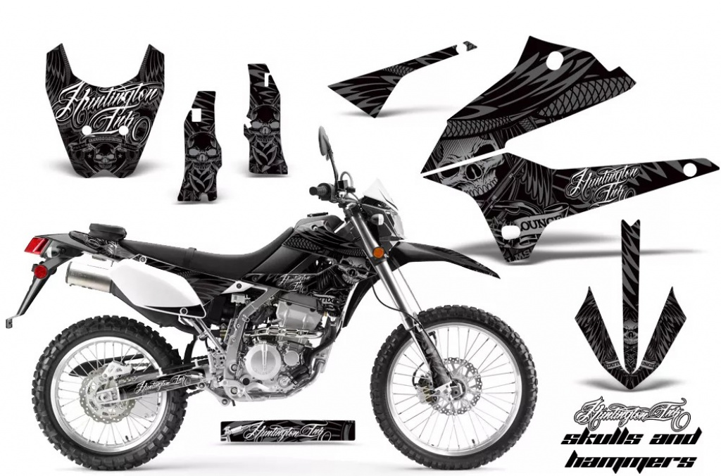 Skulls N Hammers Silber ohne Nummernfeldern für Kawasaki KLX250 2008-2018
