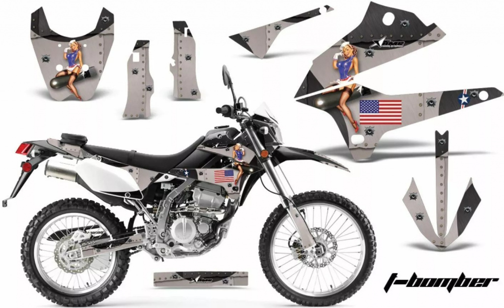 T-Bomber Schwarz ohne Nummernfeldern für Kawasaki KLX250 2008-2018