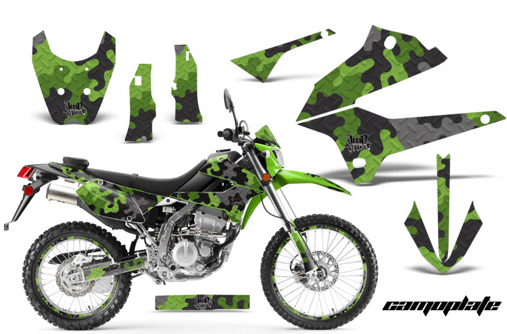 Camoplate Grün mit Nummernfeldern für Kawasaki KLX250 2008-2018