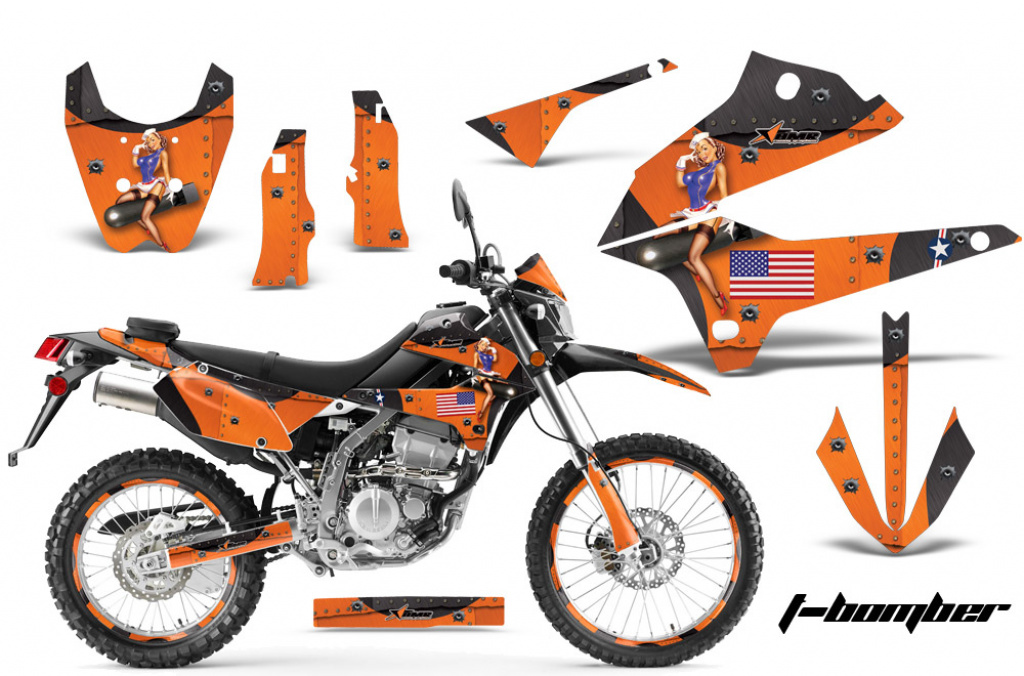 T-Bomber Orange mit Nummernfeldern für Kawasaki KLX250 2008-2018