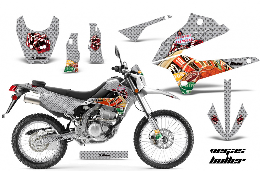 Vegas Baller Silber mit Nummernfeldern für Kawasaki KLX250 2008-2018