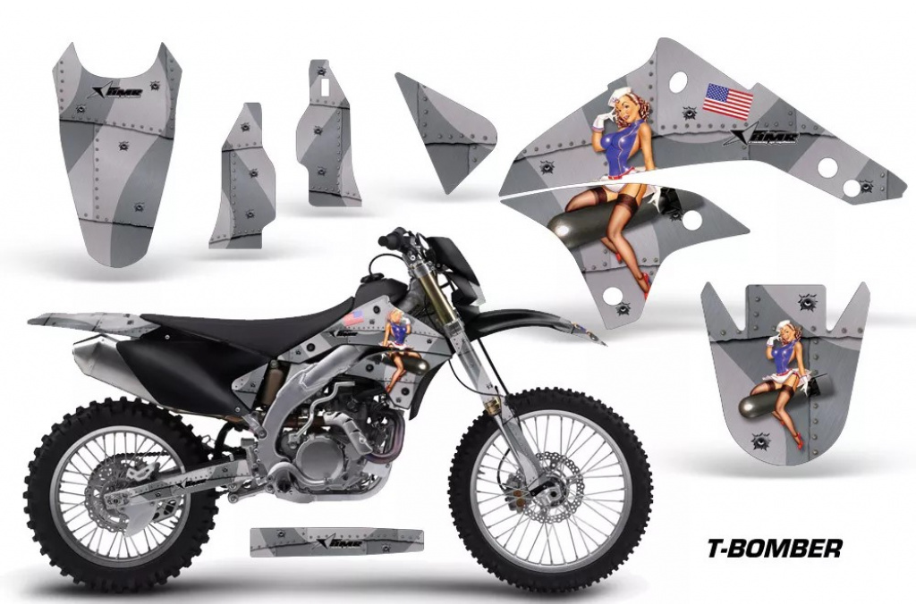 T-Bomber Silber ohne Nummernfeldern für Kawasaki KLX450 2008-2022