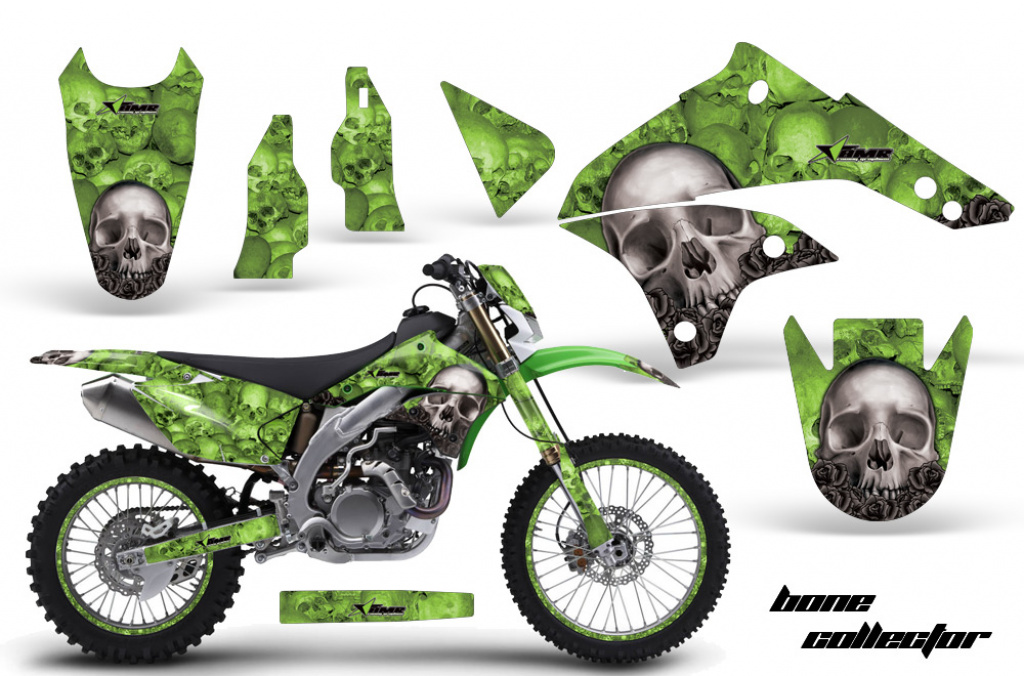 Bone Collector Grün mit Nummernfeldern für Kawasaki KLX450 2008-2022