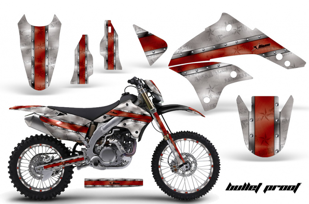 Bullet Proof Rot mit Nummernfeldern für Kawasaki KLX450 2008-2022