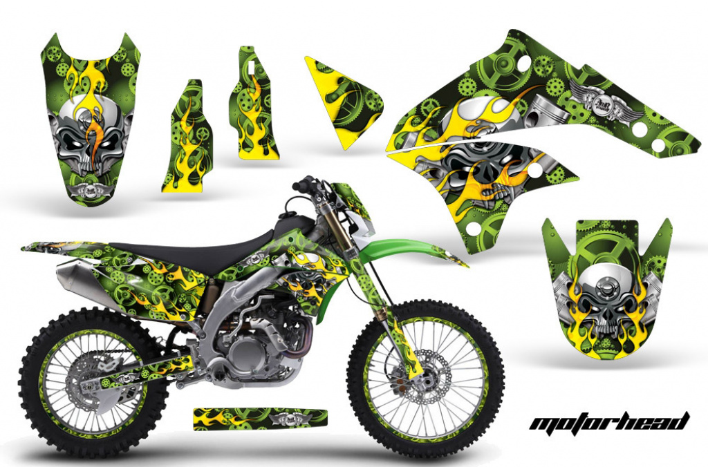 Motorhead Grün mit Nummernfeldern für Kawasaki KLX450 2008-2022