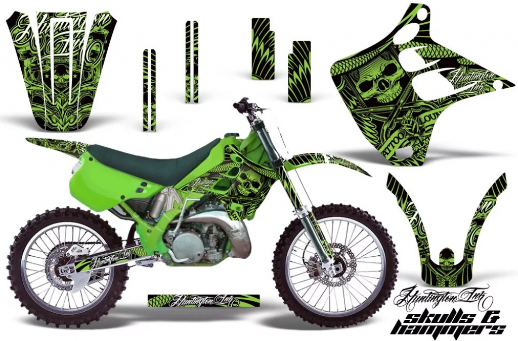 Skulls N Hammers Grün ohne Nummernfeldern für Kawasaki KX125/250 1990-1991