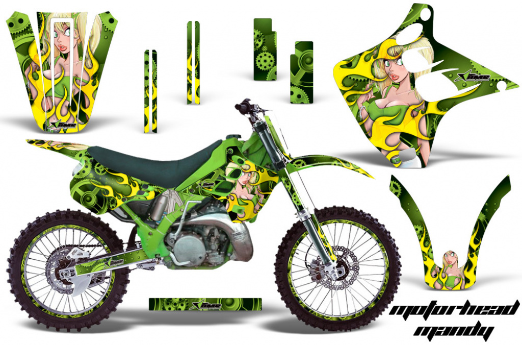 Motorhead Mandy Grün mit Nummernfeldern für Kawasaki KX125/250 1990-1991