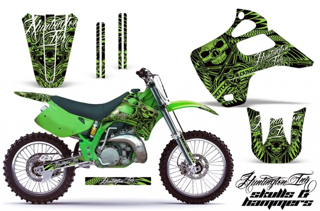 Skulls N Hammers Grün ohne Nummernfeldern für Kawasaki KX125/250 1992-1993