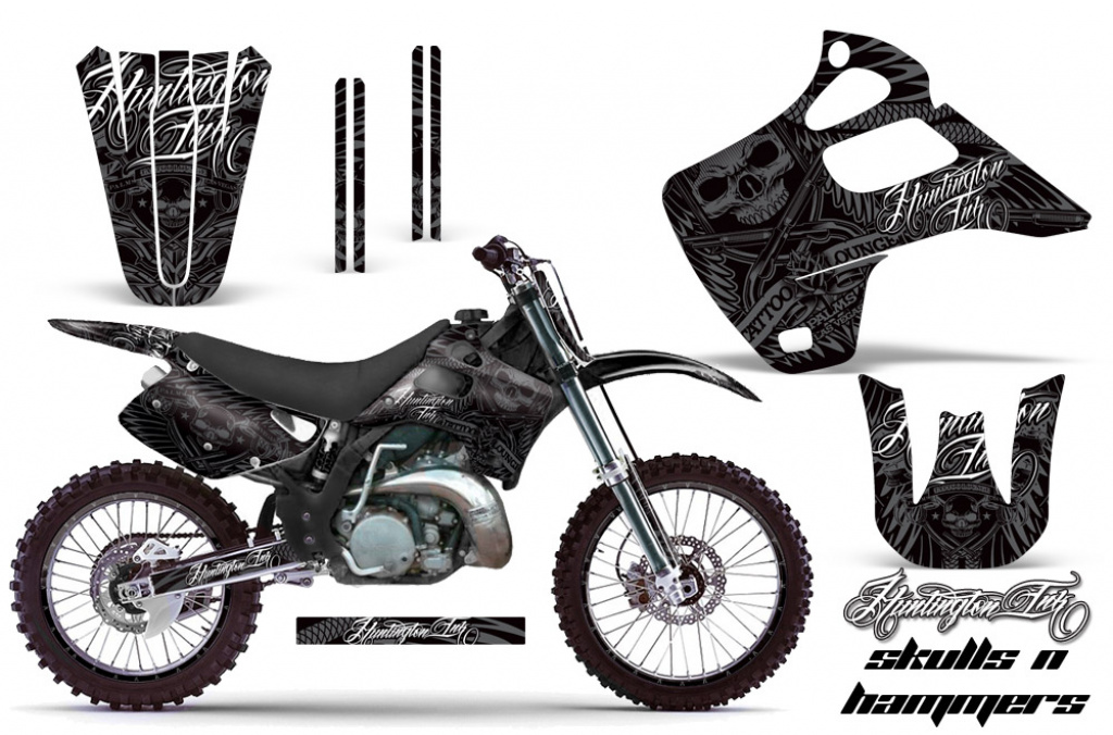 Skulls N Hammers Schwarz mit Nummernfeldern für Kawasaki KX125/250 1992-1993