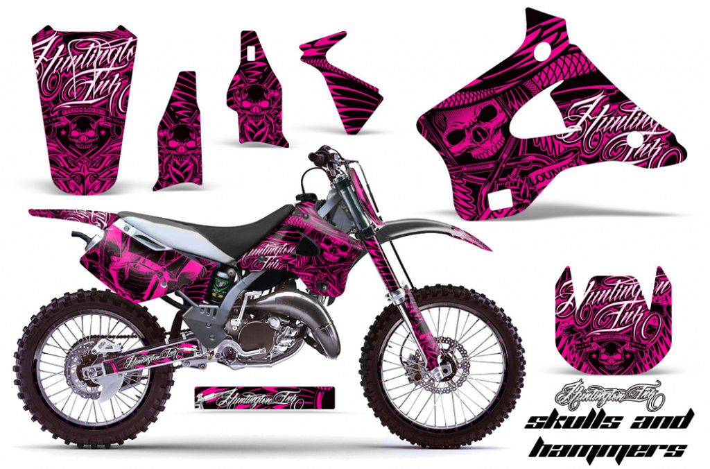 Skulls N Hammers Pink with number plates for Kawasaki KX125/250 1994-1998
