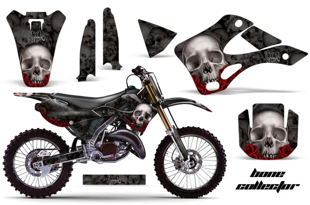 Bone Collector Schwarz mit Nummernfeldern für Kawasaki KX125/250 1999-2002