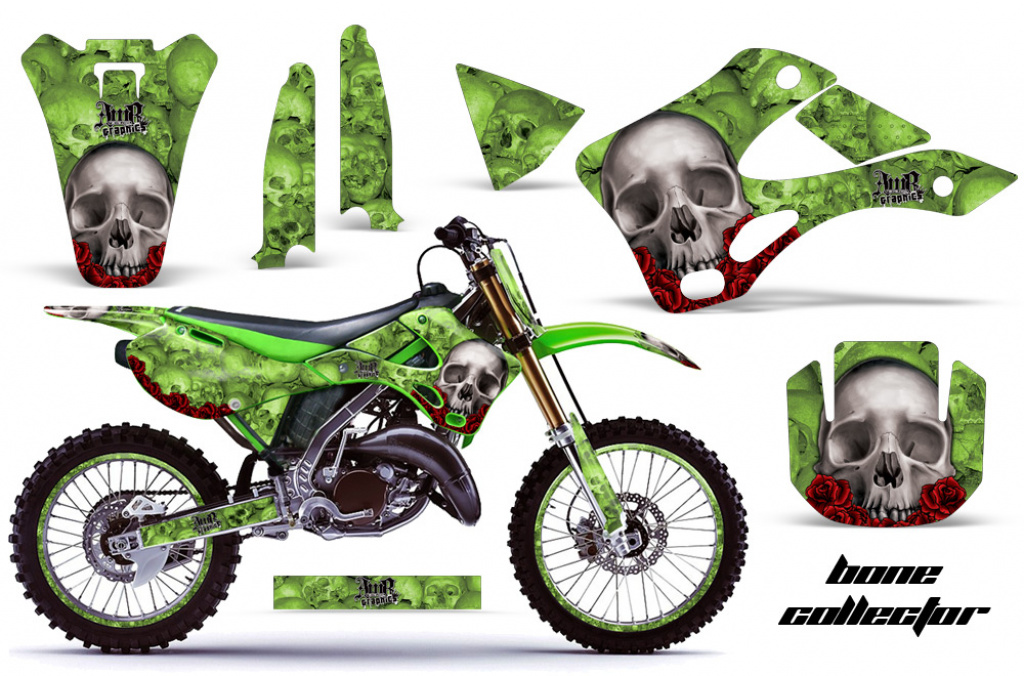 Bone Collector Grün mit Nummernfeldern für Kawasaki KX125/250 1999-2002