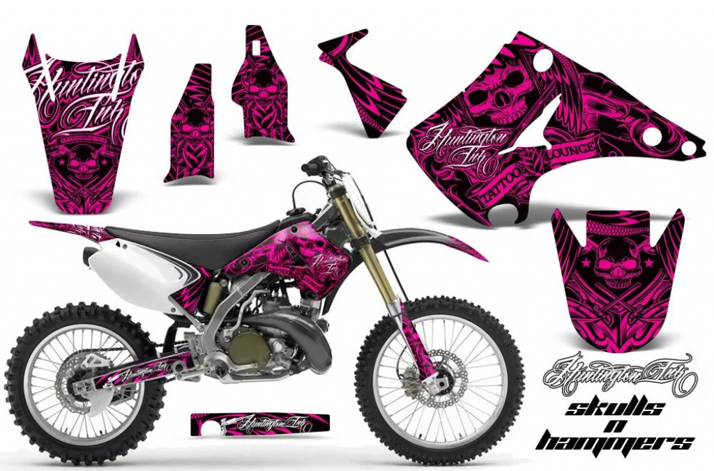 Skulls N Hammers Pink ohne Nummernfeldern für Kawasaki KX125/250 2003-2016