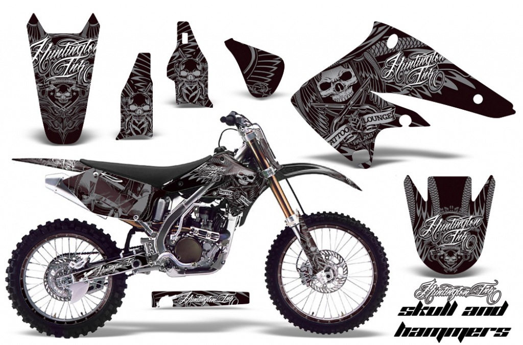 Skulls N Hammers Silver with number plates for Kawasaki KX250F 2004-2005