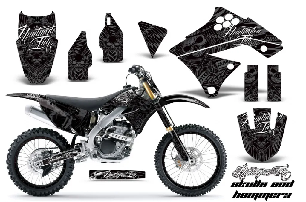 Skulls N Hammers Silber mit Nummernfeldern für Kawasaki KX250F 2009-2012