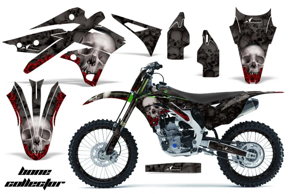 Bone Collector Schwarz mit Nummernfeldern für Kawasaki KX250F 2013-2016