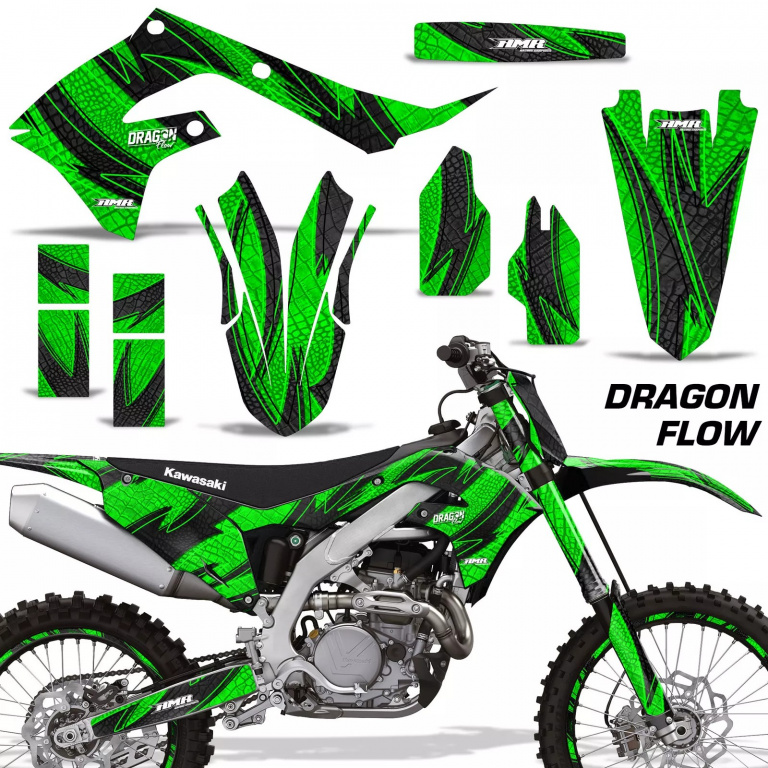 Dragon Flow Green with number plates for Kawasaki KX450F 2019-2023