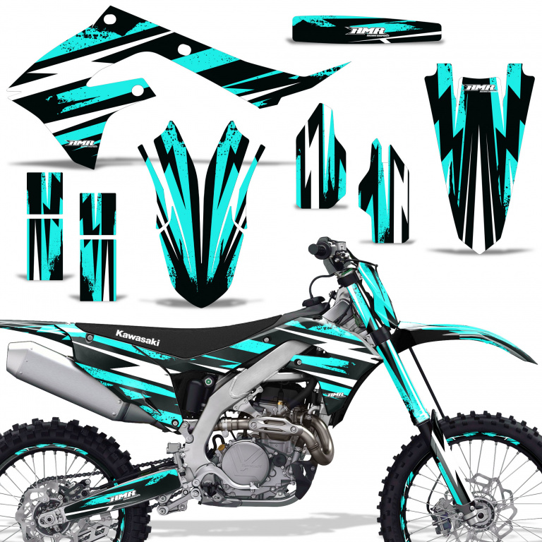 Attack Teal Blue with number plates for Kawasaki KX450F 2019-2023