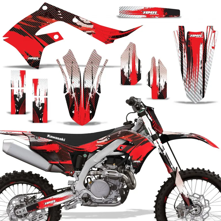 Carbon-X Rot mit Nummernfeldern für Kawasaki KX450F 2019-2023